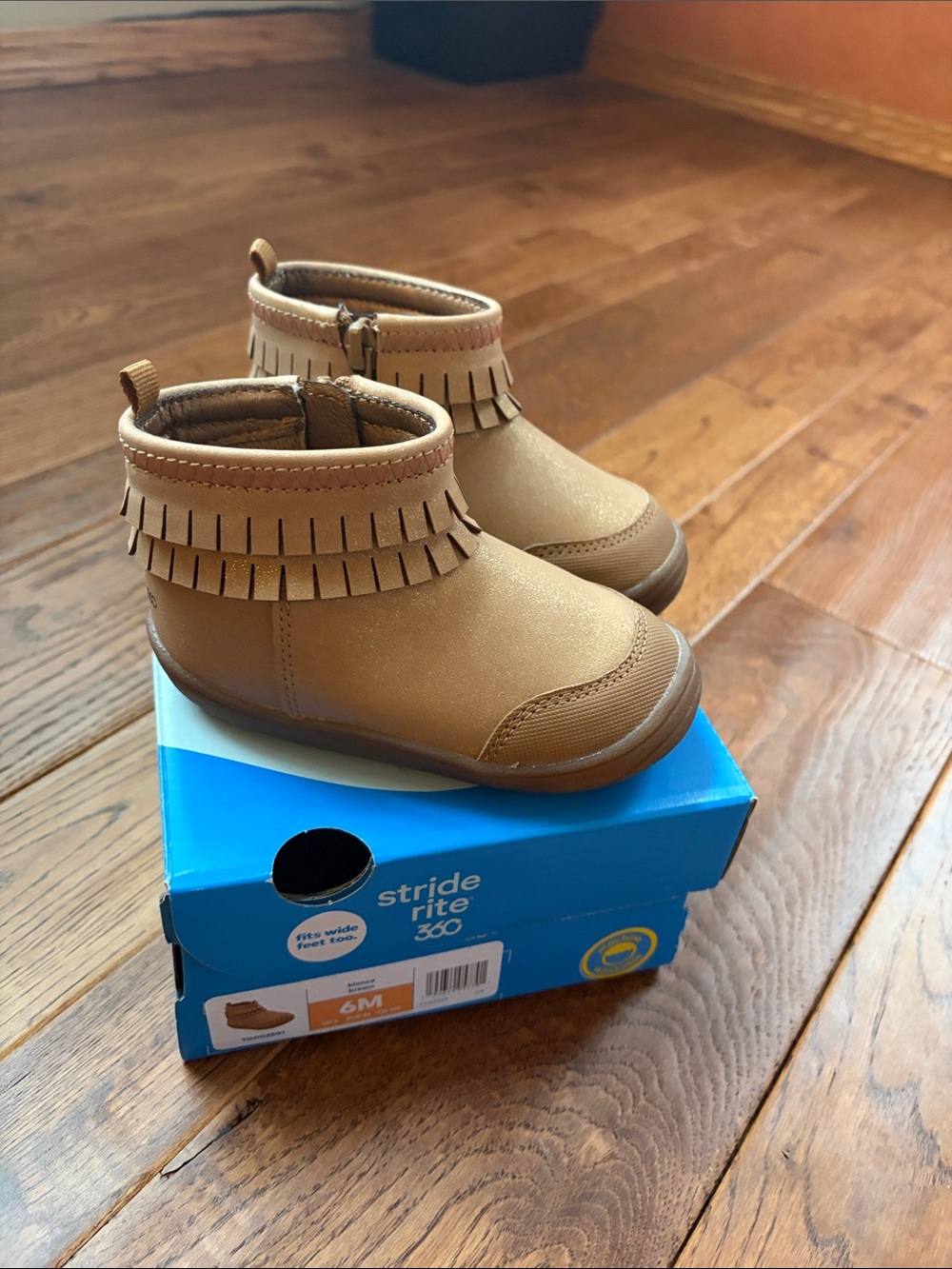 Stride Rite Toddler Girl Fringe Ankle Boots in Brown Size 6M